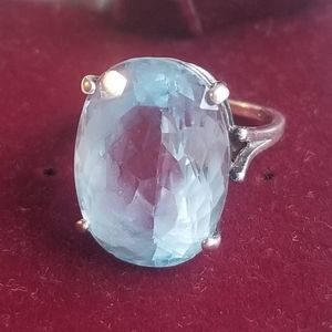 Oval Pale Blue Topaz Ring
